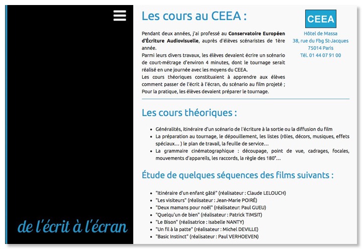 * page d'accueil du site ccea